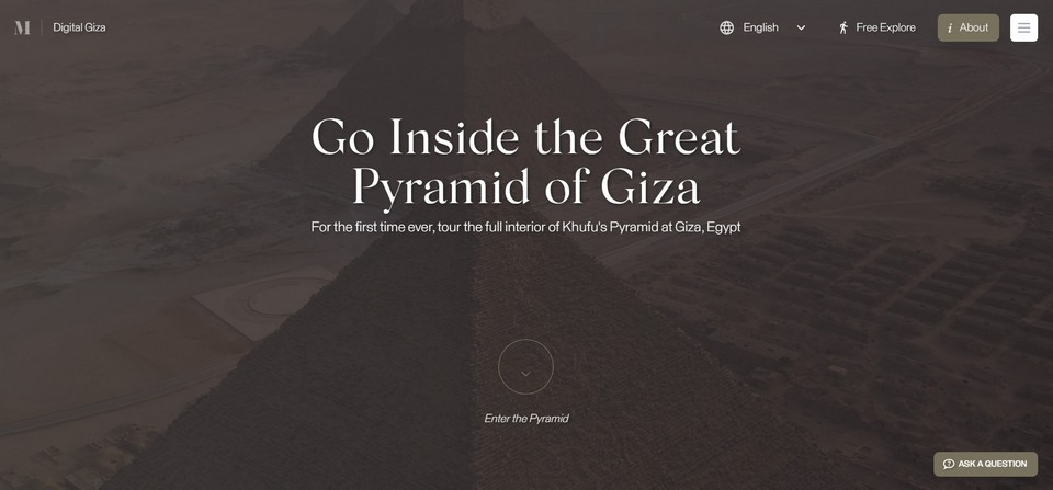 Un tur digital 3D îți permite să explorezi interiorul Marii Piramide din Giza. Piramida, cunoscută, totodată, și ca Piramida lui Keops, a fost fotografiată de către cercetătorii Universității Harvard în sprijinul creării unui 3D-tur
